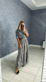 6440 Animal print maxi dress with belt