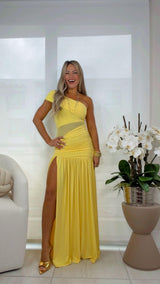 2338 One shoulder slit maxi dress