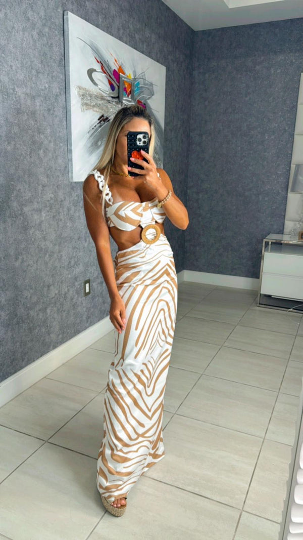 3954 Zebra print maxi dress