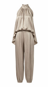 8383 Bubble halter top and jogger pants set