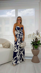 3110 Bust keyhole back tie maxi dress