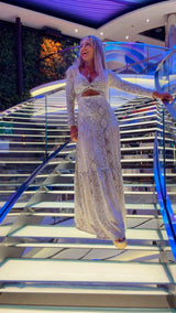 1765 Snake print long sleeve maxi dress Kiut