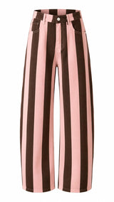 0504 High rise striped wide leg pants