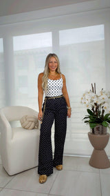 7465 Polka dot high waist pants