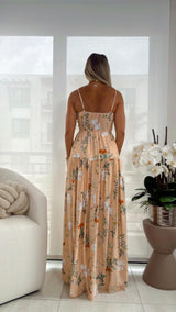 K089 Garden glow printed maxi dress