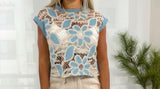 5026 Crochet and denim top