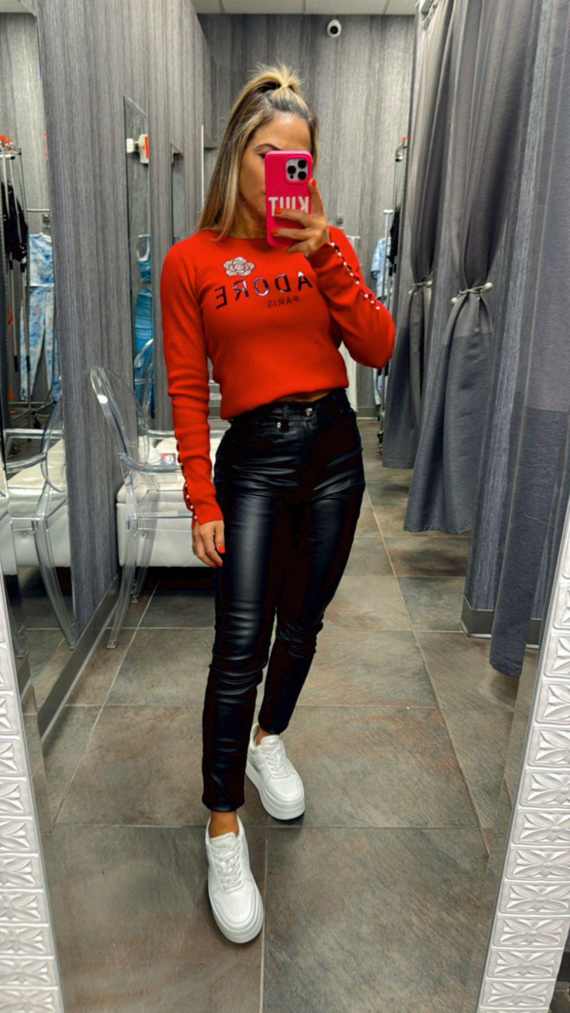 L052 Vegan leather skinny pants