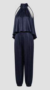 8383 Bubble halter top and jogger pants set
