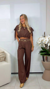 0904 Casual set solid wide leg