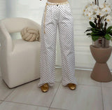 7465 Polka dot high waist pants