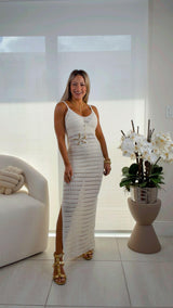 5239 Open back crochet maxi dress