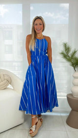 1441 Striped woven midi dress