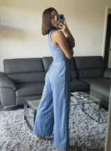 6297 Button down denim jumpsuit