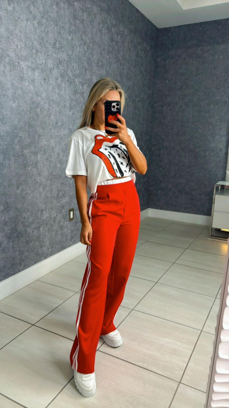 P209 Wide leg pant with side stripe