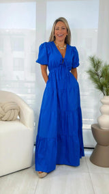 2573 Solid woven maxi dress