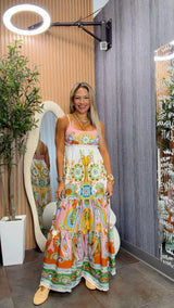 5635 Mandala print maxi dress