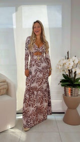 1765 Leopard print long sleeve maxi dress Kiut