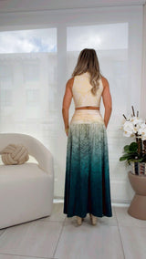 1836 Oval Print Body and maxi skirt set Kiut