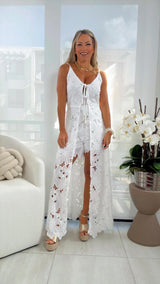 5043 Lace long top and short set