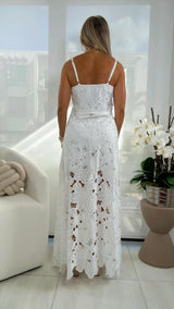 5043 Lace long top and short set