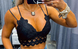 0136 Double strap scalloped lace bralette top