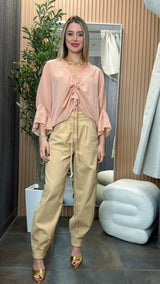 5102 Chiffon ruched blouse