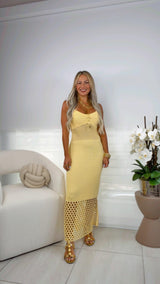 3519 Net pattern on bottom knitted dress