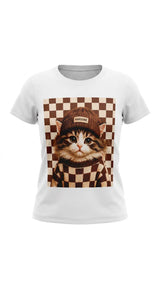 X128 Pawsome kitty print T-Shirt