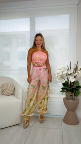 0791 Tropical vibes top and pants set
