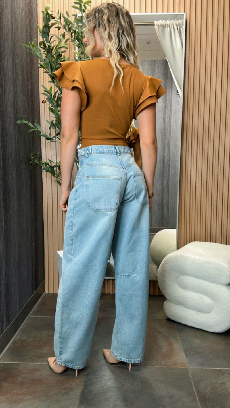 T514 Ruffle sleeve bodysuit