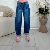5901 High rise crop barrel cuffed pant