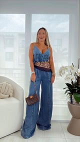 4644 Washed rayon wide leg jumpsuit