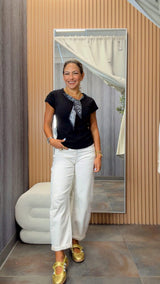 268 Ruched side tie detail top