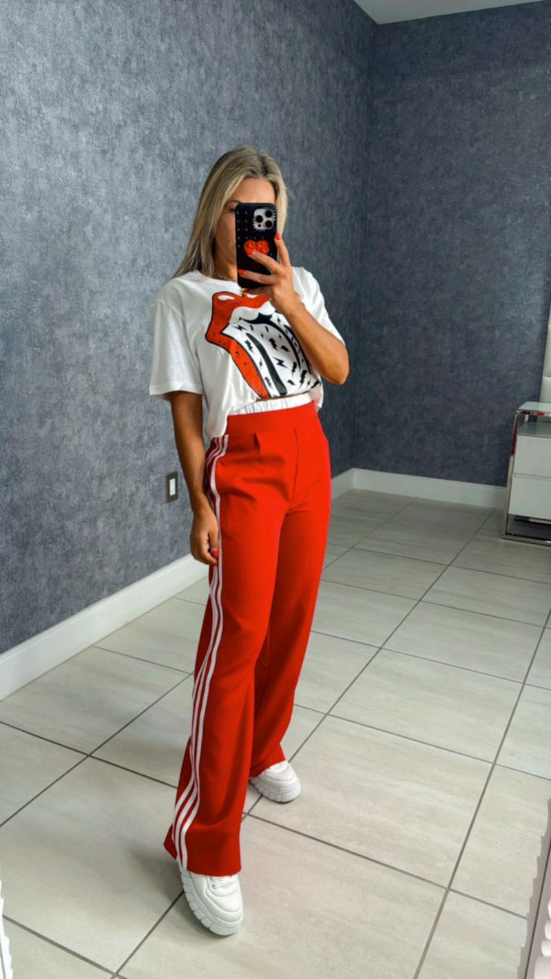 P209 Wide leg pant with side stripe