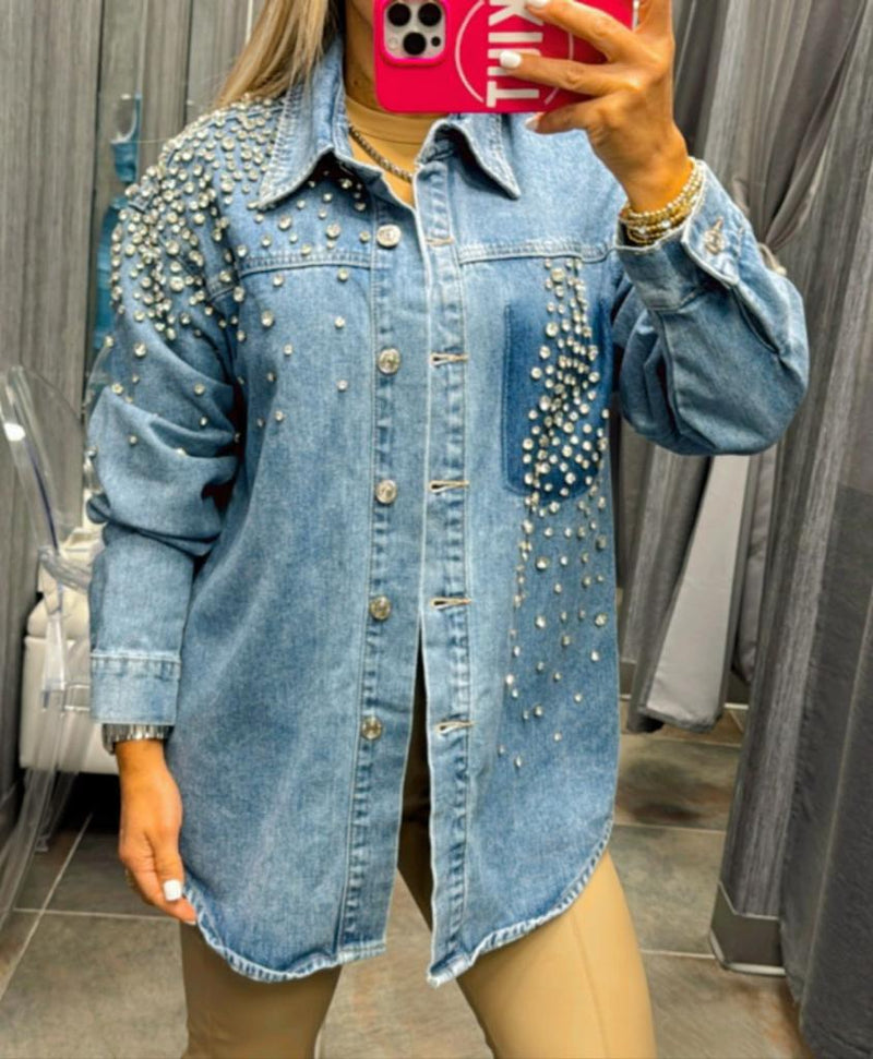 0020 Denim shirt with rhinestones