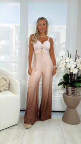 1601 Gradient print tie back jumpsuit