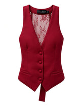 6205 Lace back button front vest