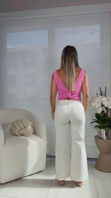 0344 Twist back crochet top