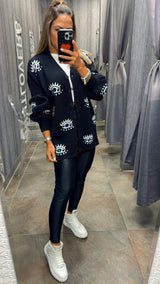 0806 Eyes print cardigans