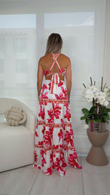 1526 Halter tiered maxi dress