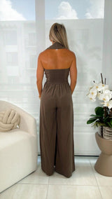 S233 Linen halter jumpsuit