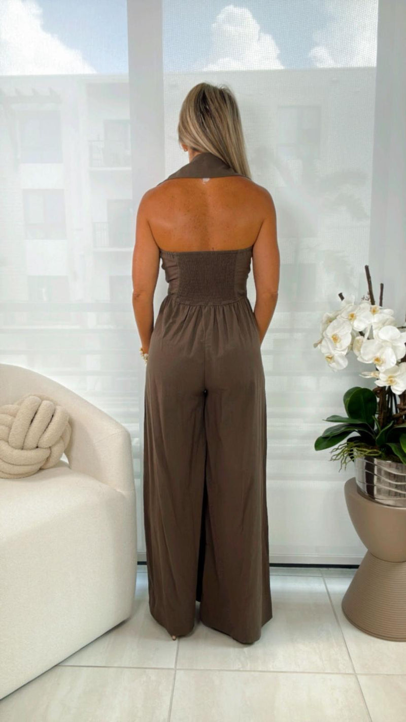 S233 Linen halter jumpsuit