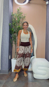 2934 Printed double waist bubble pants