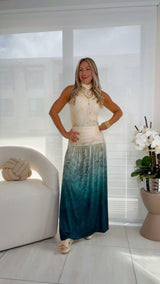 1836 Oval Print Body and maxi skirt set Kiut