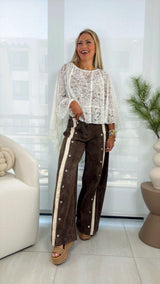 1407 Ruffled lace boho top