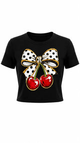 X290 Cherry bow print top