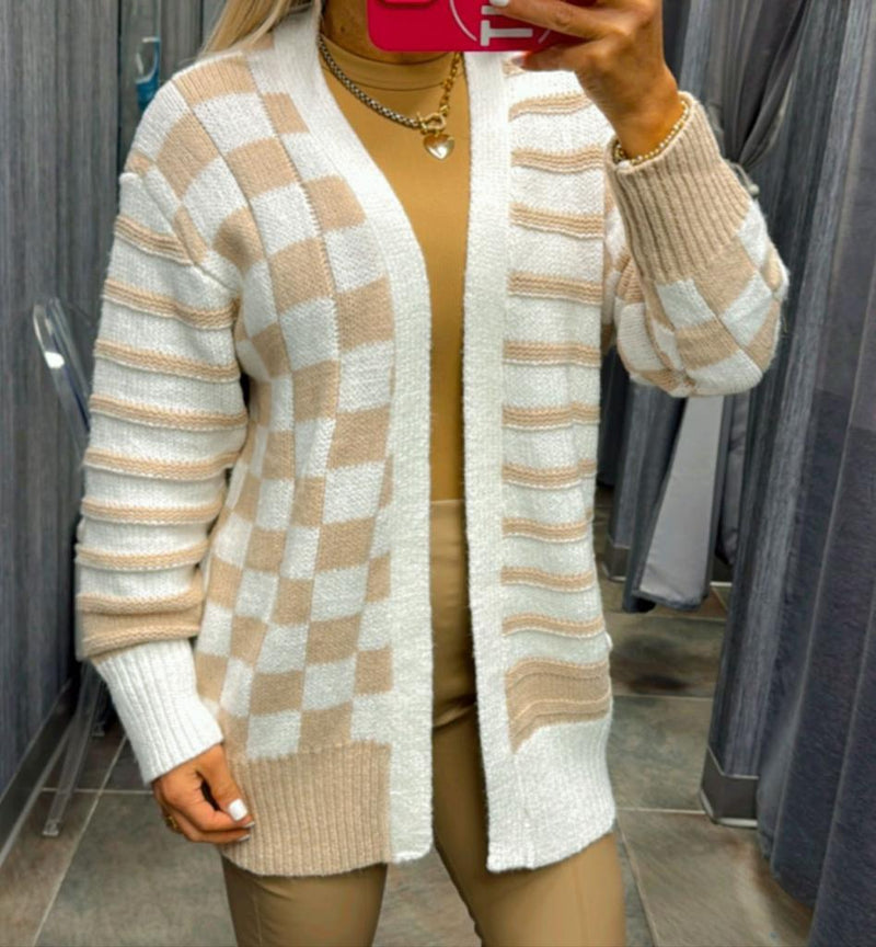 7781 Striped-Checkered cardigan