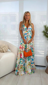 8941 Aquarela printed maxi dress