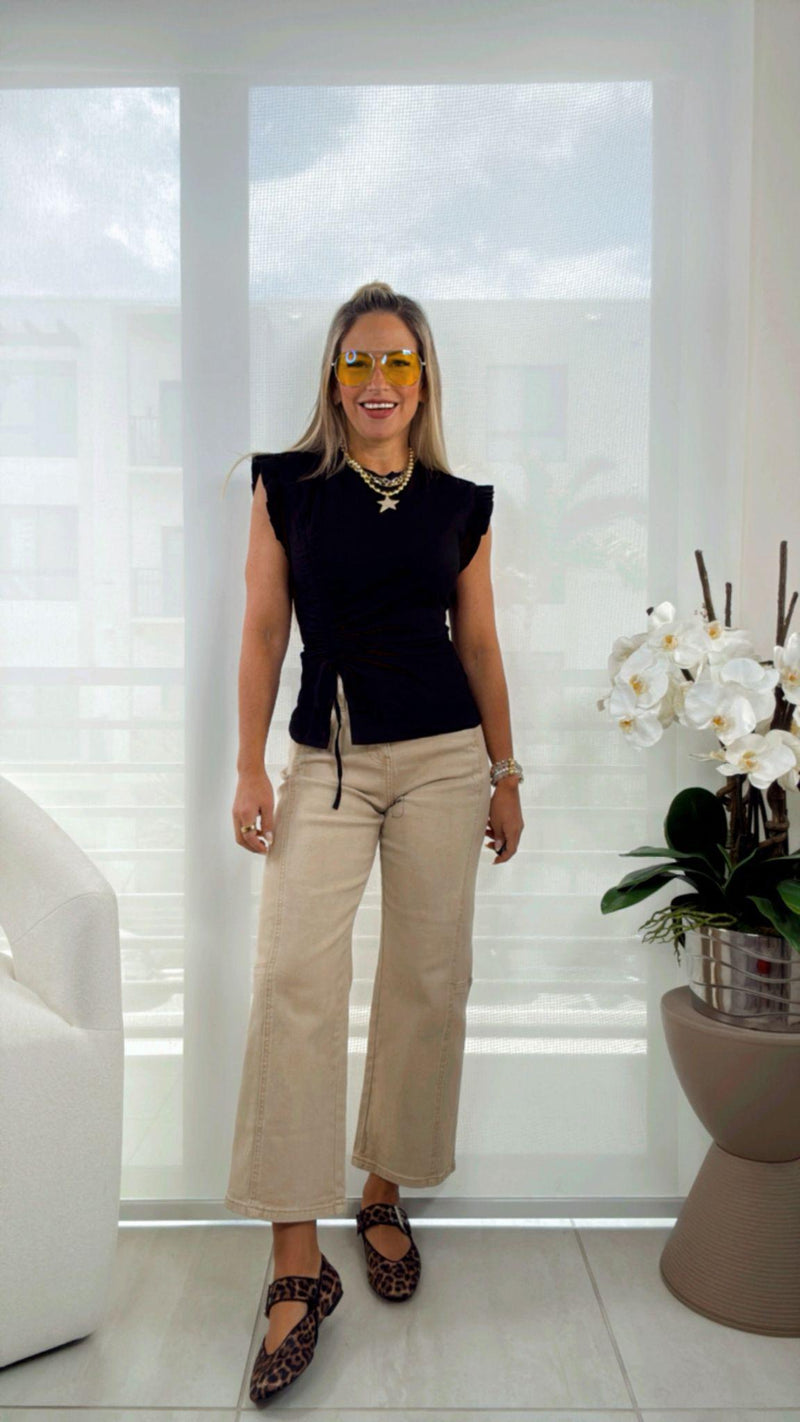 1058 High rise crop wide pants