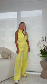 0080 Collar neck top and sweetpants set